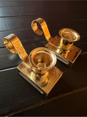Gold Clip-On Taper Candle Holders - Pair